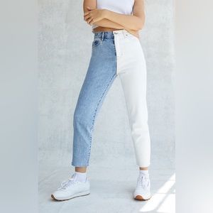 PacSun Eco White Two-Tone High Waisted Straight Leg Jeans Women’s size 30